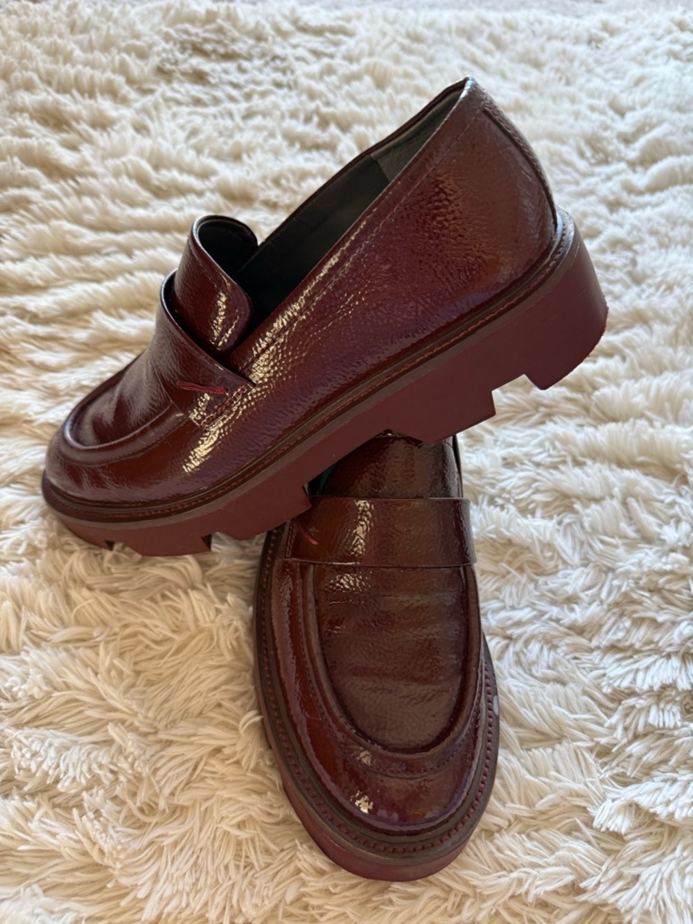 Sarto Women’s Burgundy Patent Leather Loafers - Picture 2 of 5